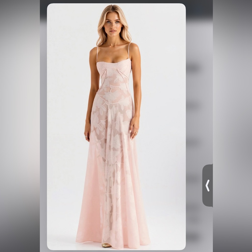 Elegant Pink Floral Maxi Dress